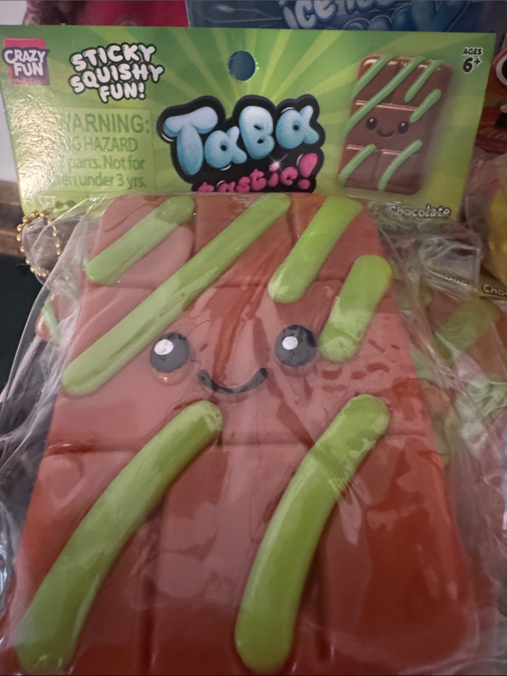 Tart Sticky Squishy Fun Chocolate Toy with Green Drizzle